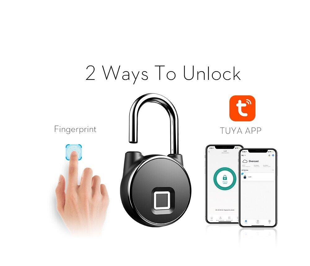Tuya Fingerprint Padlock Bluetooth Mobile APP Smart Padlock with Key For Home