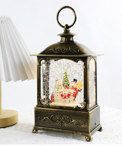 Large Christmas Water Globe Lantemn - Santa & Tree