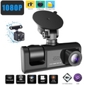 3 Camera Dash Cam 1080P Front and Inside 2 Inch Screen Dashcam Black Box Driver