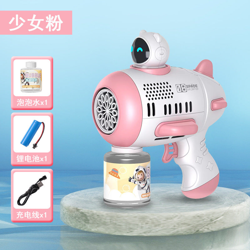 Pink Electric Automatic Light Bubble Machine Bubbles Gun Summer Beach Bath