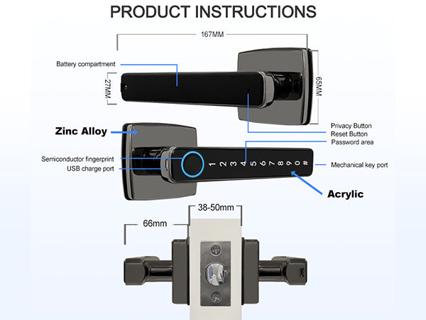 BDI TUYA Smart Door Lock With Full Metal Zinc Alloy