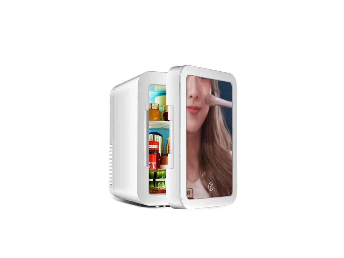6L Mini Fridge Cosmetic Beauty Makeup Mirror Drinks Cooler Warmer Home Car LED
