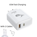65W USB C Charger with 2-pack Fast Charging Cables  For Dell Thinkpad HP Laptop