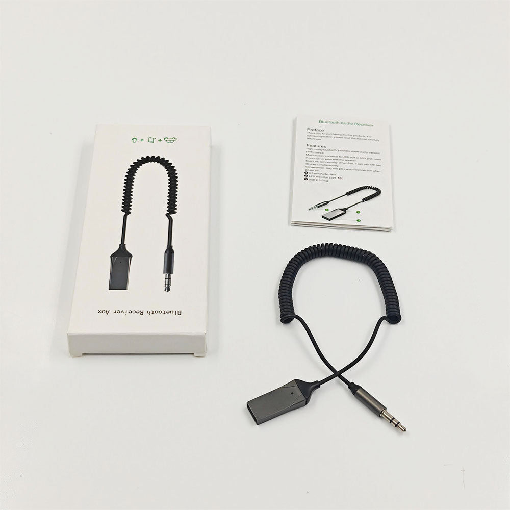 Bluetooth 5.0 AUX Receiver Adapter for Wireless Audio Streaming and Hands-Free Calling