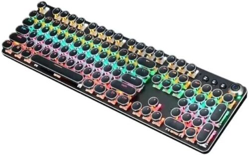 Retro Punk 108 Keys Gaming Keyboard Round Key RGB Wired for Laptops Home