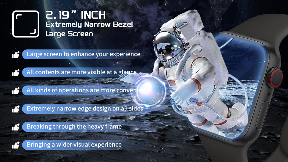 BDI Extremely Narrow Edge Large Screen Smart watch -- Black