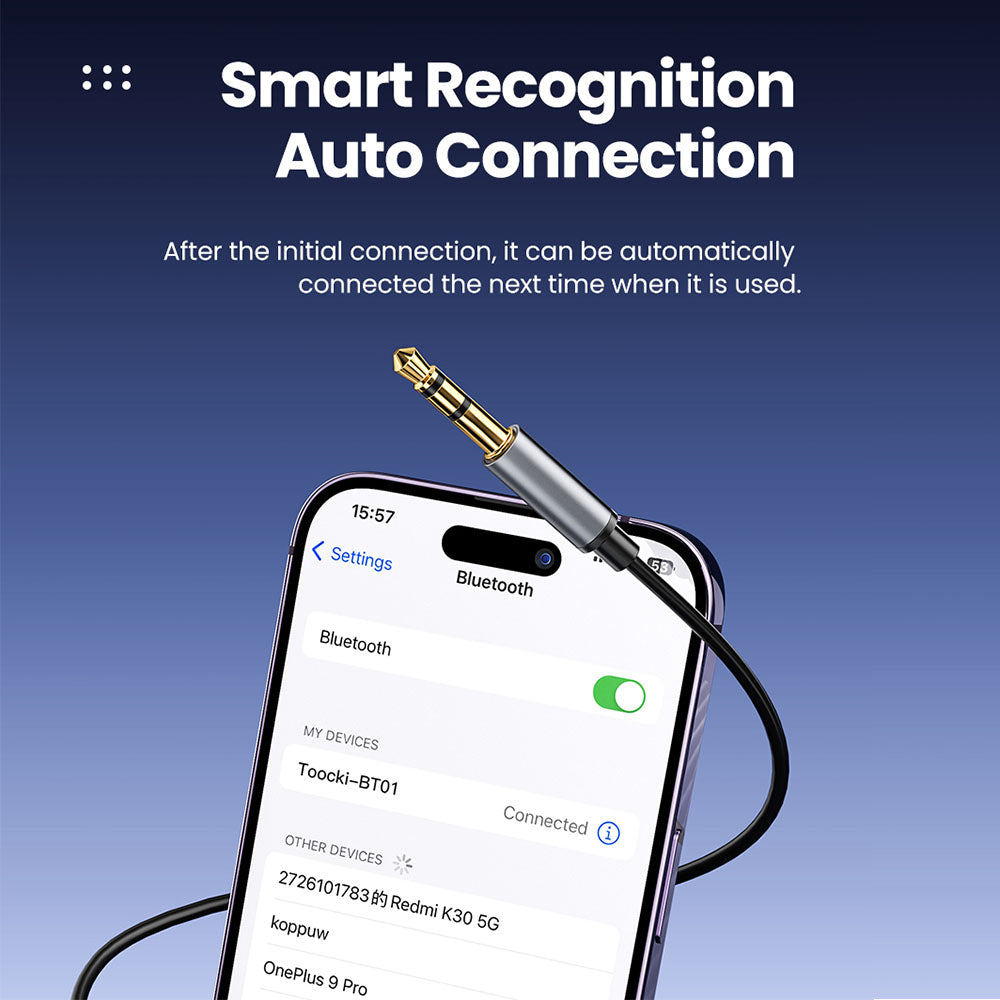 Aluminum Alloy 3.5mm AUX Car Adapter Hands-Free Calling BT5.0 Bluetooth Car Audio Wireless Receiver