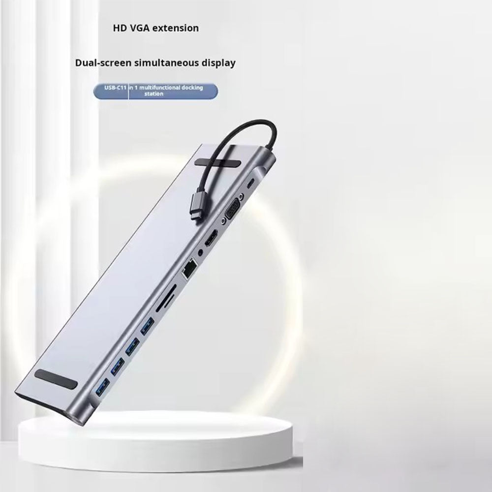 10+ Port USB 3.0 Hub with RJ45, 5Gbps Transfer Speed, Type-C Input, Aluminum Alloy