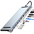 10+ Port USB 3.0 Hub with RJ45, 5Gbps Transfer Speed, Type-C Input, Aluminum Alloy