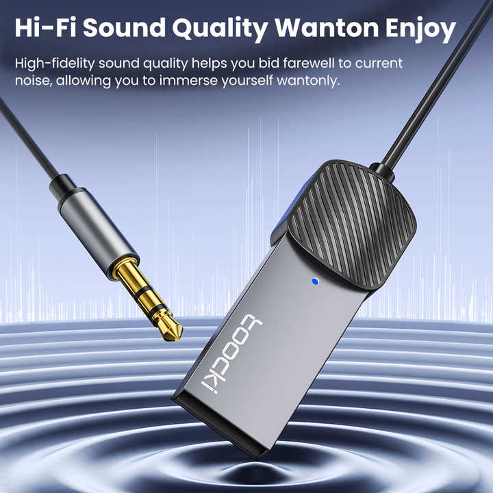 Aluminum Alloy 3.5mm AUX Car Adapter Hands-Free Calling BT5.0 Bluetooth Car Audio Wireless Receiver