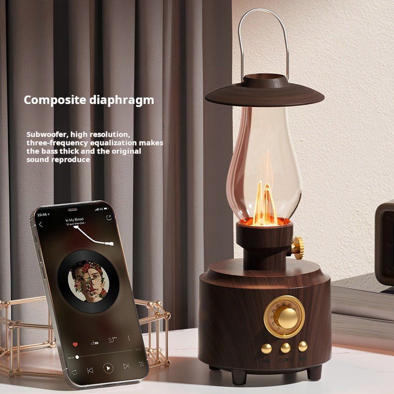 Vintage Kerosene Lamp Bluetooth Speaker – Retro HiFi Music Player with FM Radio, Night Light, and Deep Bass