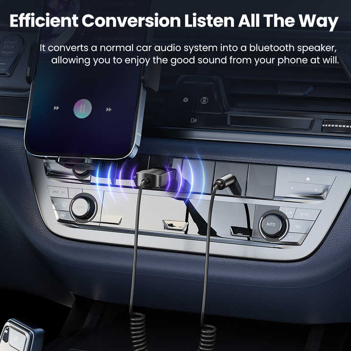 Aluminum Alloy 3.5mm AUX Car Adapter Hands-Free Calling BT5.0 Bluetooth Car Audio Wireless Receiver
