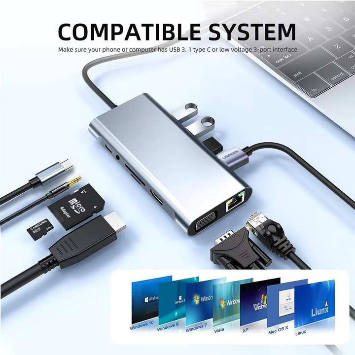 Mindpure 11-in-1 USB-C Multi-Function Laptop Docking Station