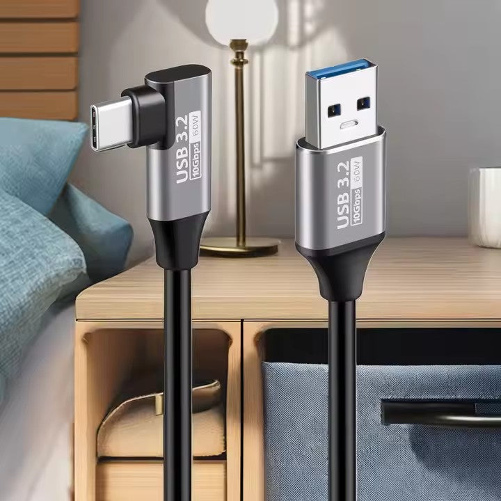 5A Fast Charging Nylon Braided Right-Angle Type-C Cable (USB3 to C)