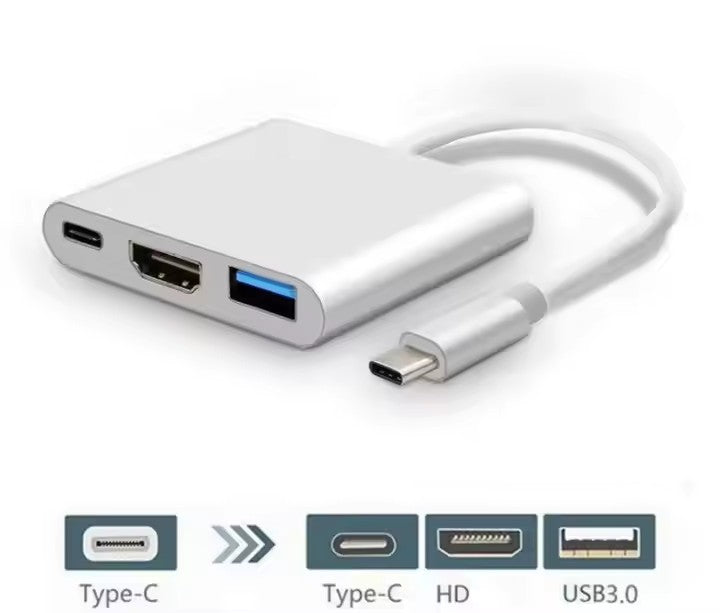 White Type - C 3 - in - 1 Multifunctional USB 3.1 Data Transfer Hub (Suitable for Mobile Phones and Other Electronic Products)