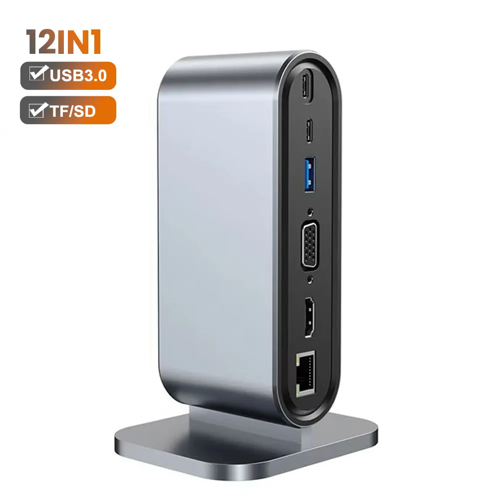 12-in-1 USB-C Hub with USB 3.0 Ports & Mini HDMI, OTG Support, Aluminum Alloy
