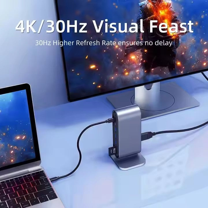 12-in-1 USB-C Hub with USB 3.0 Ports & Mini HDMI, OTG Support, Aluminum Alloy