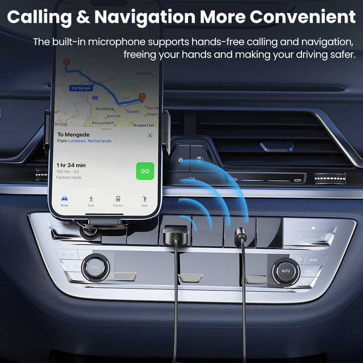 Aluminum Alloy 3.5mm AUX Car Adapter Hands-Free Calling BT5.0 Bluetooth Car Audio Wireless Receiver