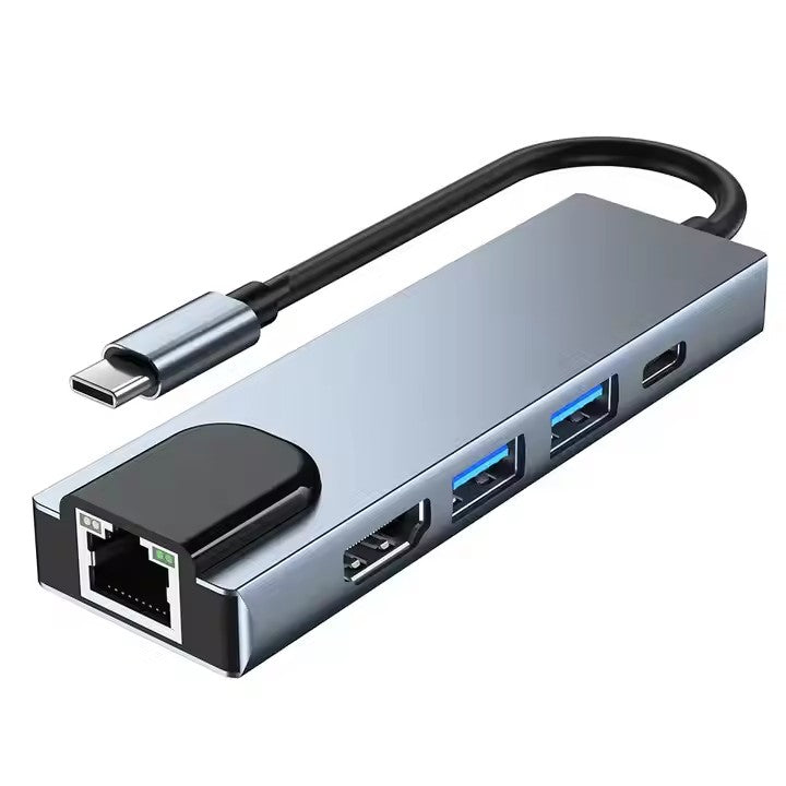 Type C 5-in-1, 5-port USB 3.0 Hub, Supporting HDTV and LAN Connections