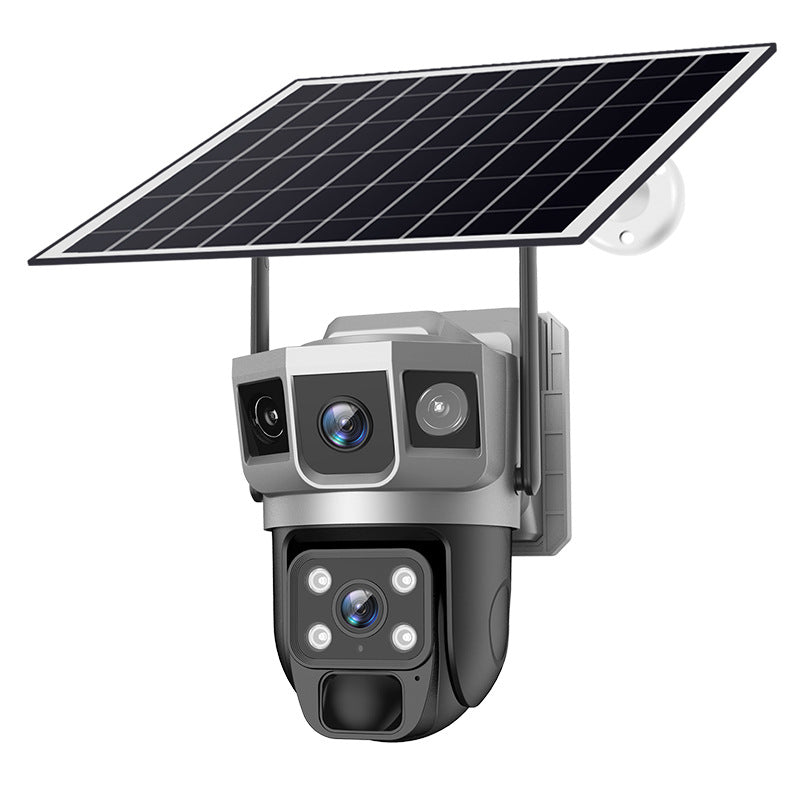 Outdoor Waterproof Solar 4MP Triple View Low Power WiFi PAN/TILT Security Camera (Include 32G TF Card£©