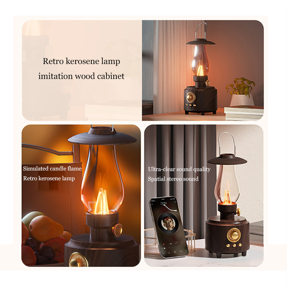 Vintage Kerosene Lamp Bluetooth Speaker – Retro HiFi Music Player with FM Radio, Night Light, and Deep Bass