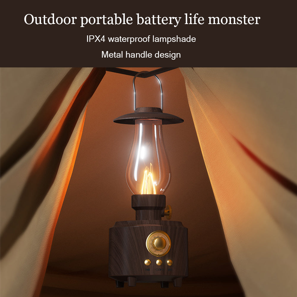 Vintage Kerosene Lamp Bluetooth Speaker – Retro HiFi Music Player with FM Radio, Night Light, and Deep Bass