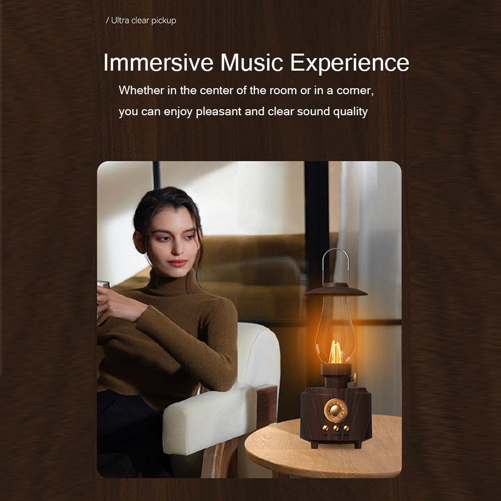 Vintage Kerosene Lamp Bluetooth Speaker – Retro HiFi Music Player with FM Radio, Night Light, and Deep Bass