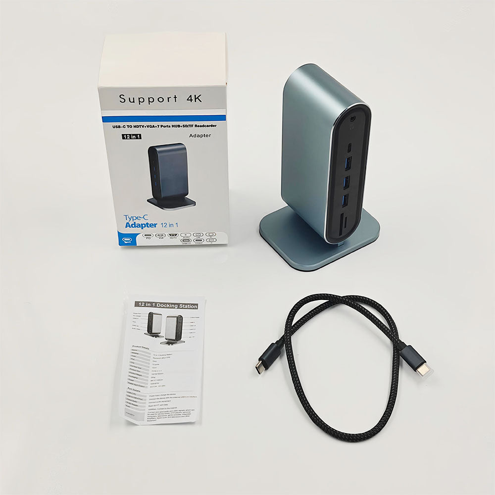 12-in-1 USB-C Hub with USB 3.0 Ports & Mini HDMI, OTG Support, Aluminum Alloy