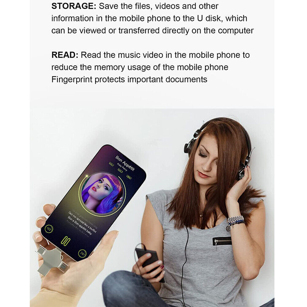 128g USB 3.0 Flash Drive 4 in1 Memory Stick For iPhone 13 12 X Android Type-c AU