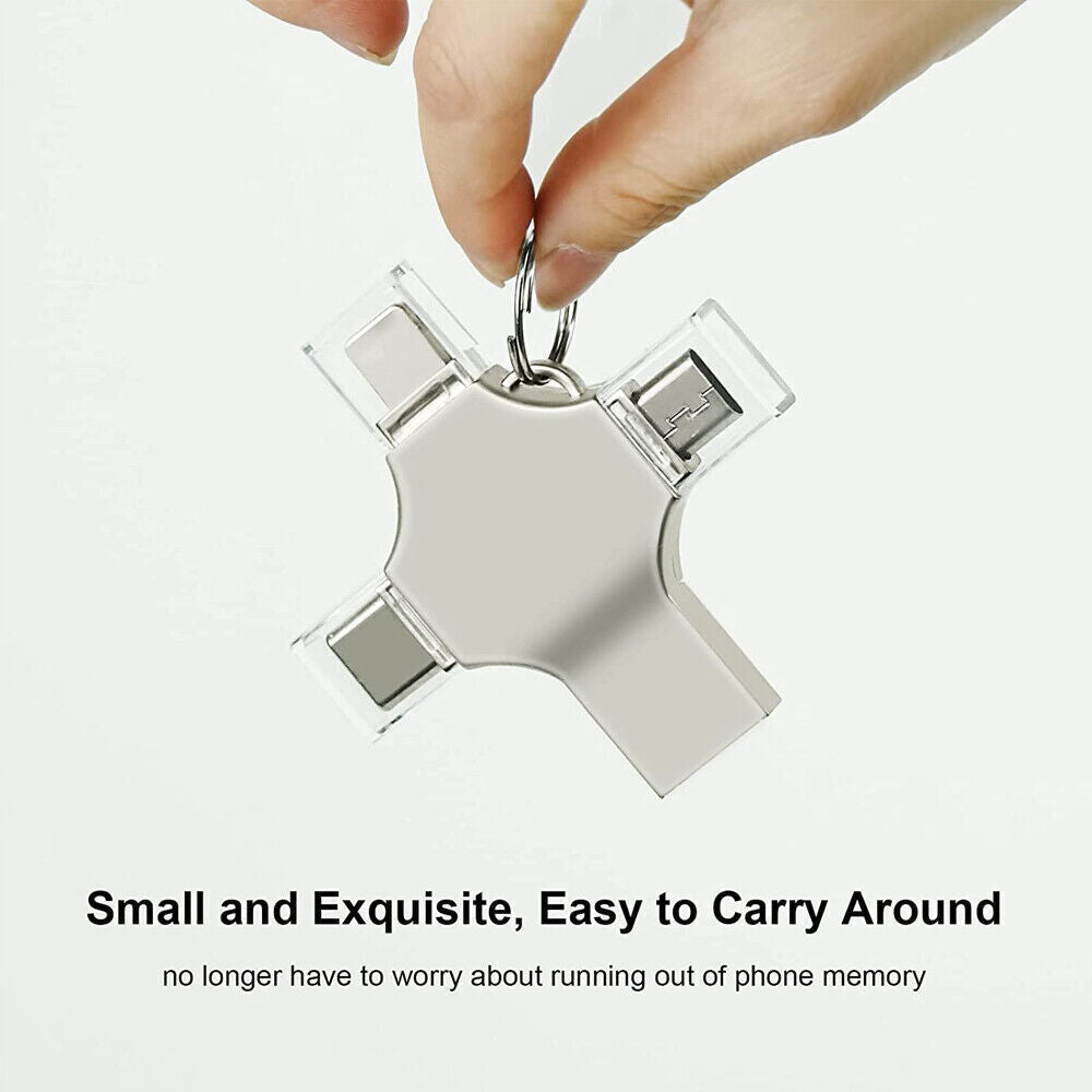 128g USB 3.0 Flash Drive 4 in1 Memory Stick For iPhone 13 12 X Android Type-c AU